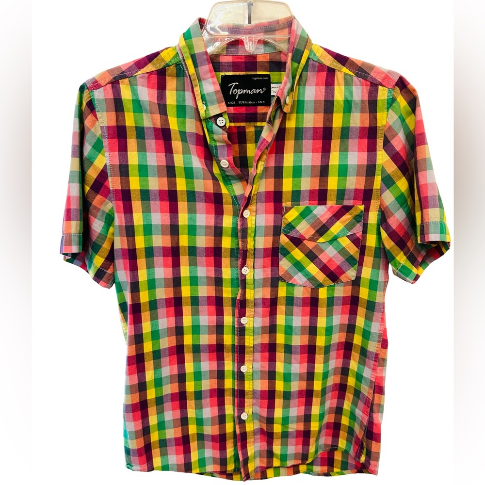 Topman Colorful Checkered Short Sleeve Shirt‎ Small
